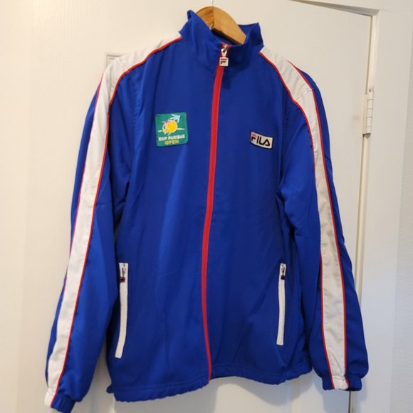 BNP PARIBAS OPEN Fila Windbreaker Jacket Size s Blue Full Zip Long Sleeve - Picture 1 of 9